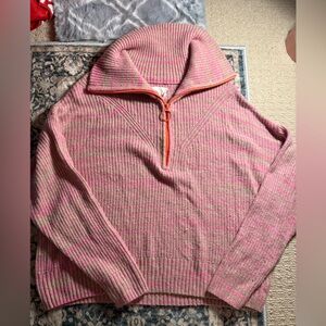 Aerie Striped Pink and Orange Cowl Neck Sweater